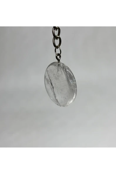 gemsartdeco KRİSTAL KUVARS DOĞALTAŞ ENERJİ YÜKSELTİCİ ANAHTARLIK CHARM DAİRE ürün görseli