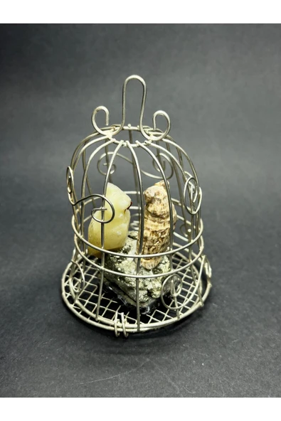 gemsartdeco ÖZEL KAFESLİ ZENGİNLİK DOĞALTAŞ OBJESİ - Resim 2
