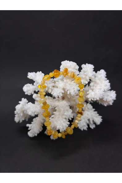 gemsartdeco KEHRİBAR BİLEKLİK SARI - Resim 2