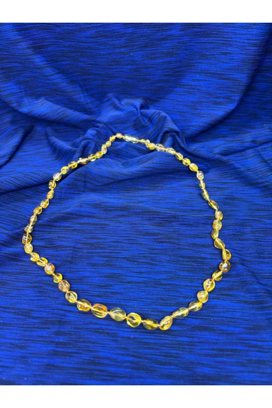 gemsartdeco KEHRİBAR KOLYE SARI - Resim 2