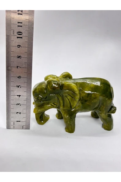 gemsartdeco YEŞİM TAŞI DOĞALTAŞ FİL FİGÜRÜ - Resim 5