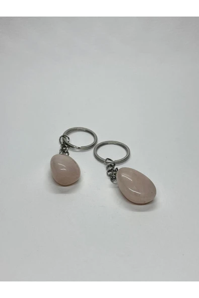 gemsartdeco PEMBE KUVARS DOĞALTAŞ AŞK ANAHTARLIĞI CHARM - Resim 2