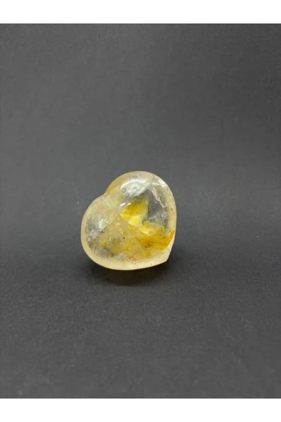 gemsartdeco SİTRİN ALTIN ŞİFACI KALP PALMSTONE DOĞALTAŞ - Resim 3