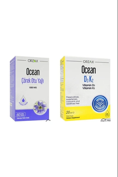 Ocean Çörek Otu Yağı 60 Kapsül Ve Ocean Vitamin D3 K2 20ml ürün görseli
