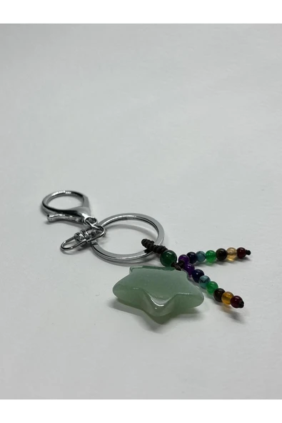 gemsartdeco AVENTURİN DOĞALTAŞ ANAHTARLIK CHARM YILDIZ - Resim 3