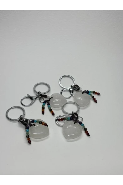 gemsartdeco KRİSTAL KUVARS DOĞALTAŞ ENERJİ YÜKSELTİCİ ANAHTARLIK CHARM KALP - Resim 4
