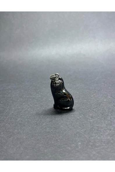 gemsartdeco HEMATİT DOĞALTAŞ KOLYE UCU KEDİ - Resim 4