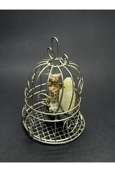 gemsartdeco ÖZEL KAFESLİ ZENGİNLİK DOĞALTAŞ OBJESİ - Resim 3