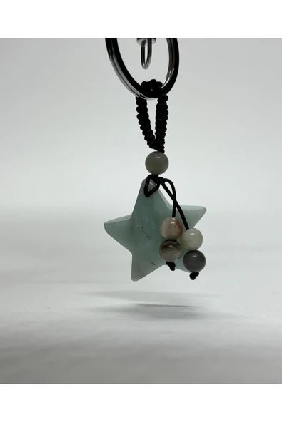 gemsartdeco AMAZONİT DOĞALTAŞ DUYGUSAL DENGE ANAHTARLIĞI CHARM YILDIZ ürün görseli 1