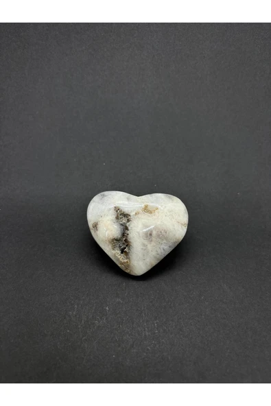 gemsartdeco BEYAZ KALSİD KALP PALMSTONE DOĞALTAŞ - Resim 5