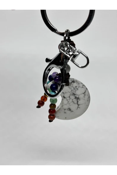 gemsartdeco HAVLİT DOĞALTAŞ ANAHTARLIK CHARM HİLAL - Resim 4