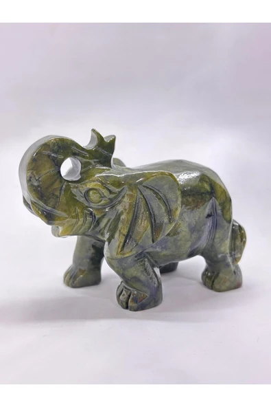 gemsartdeco YEŞİM TAŞI DOĞALTAŞ FİL FİGÜRÜ - Resim 2
