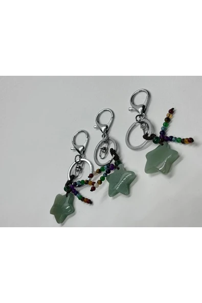 gemsartdeco AVENTURİN DOĞALTAŞ ANAHTARLIK CHARM YILDIZ - Resim 5