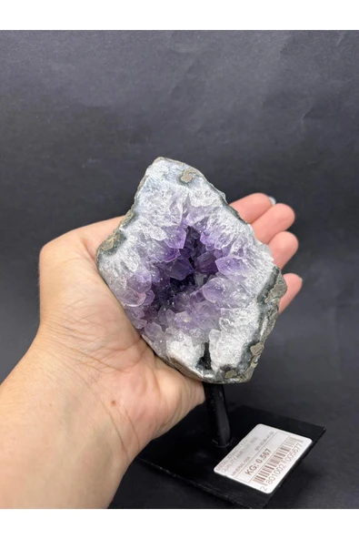 gemsartdeco BREZİLYA AMETİST DOĞALTAŞ SİYAH DEMİR STANTLI - Resim 5