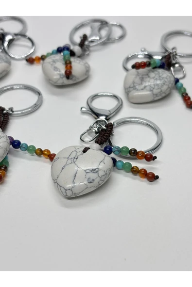 gemsartdeco HAVLİT DOĞALTAŞ ANAHTARLIK CHARM KALP - Resim 3