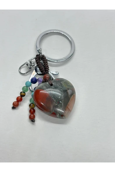 gemsartdeco KAN TAŞI DOĞALTAŞ ANAHTARLIK CHARM KALP ürün görseli