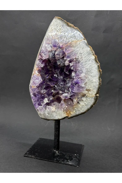 gemsartdeco BREZİLYA AMETİST DOĞALTAŞ SİYAH DEMİR STANTLI - Resim 3