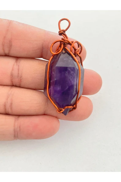 gemsartdeco Ametist Kolye Ucu Çift Kazık Uçlu - Resim 3