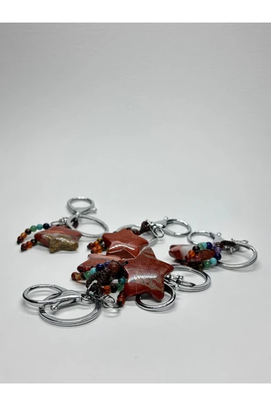 gemsartdeco JASPER DOĞALTAŞ ANAHTARLIK CHARM YILDIZ - Resim 6