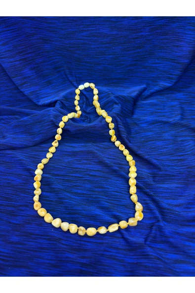 gemsartdeco KEHRİBAR KOLYE UZUN SARI - Resim 2