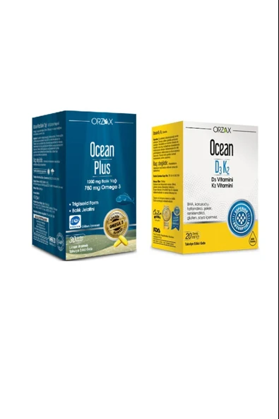 Ocean Balık Yağı Ocean Plus Omega 3 1200 mg 30 Kapsül  D3 Ve K2 Vitamini Damla 20 ml ürün görseli