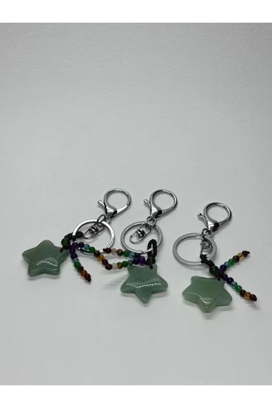 gemsartdeco AVENTURİN DOĞALTAŞ ANAHTARLIK CHARM YILDIZ - Resim 2