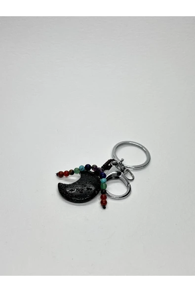 gemsartdeco LAV TAŞI DOĞALTAŞ ANAHTARLIK CHARM HİLAL - Resim 3