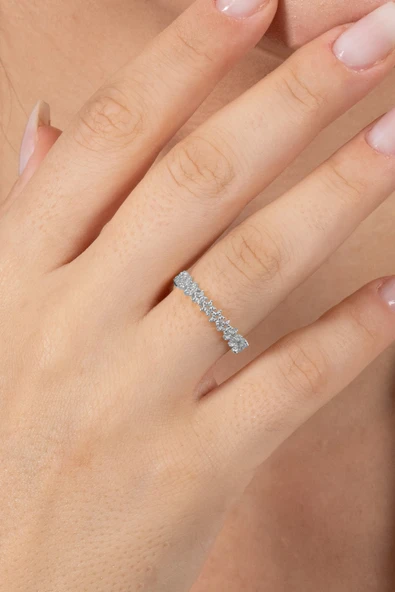 925 ayar gümüş yüzük rodyumlu birleşik yıldız silsilesi ayarlamalı yüzük SGTL13123RODAJ ürün görseli