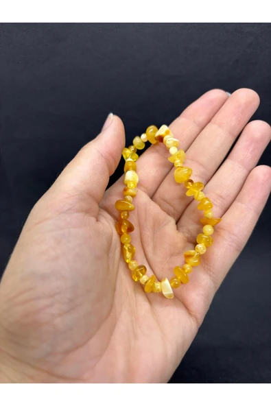 gemsartdeco KEHRİBAR BİLEKLİK SARI - Resim 5