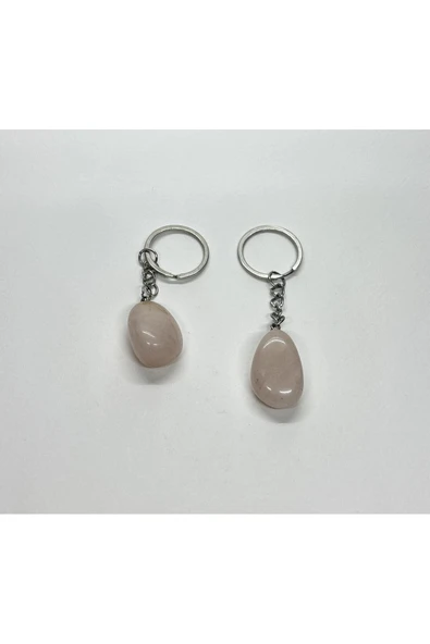 gemsartdeco PEMBE KUVARS DOĞALTAŞ AŞK ANAHTARLIĞI CHARM - Resim 3