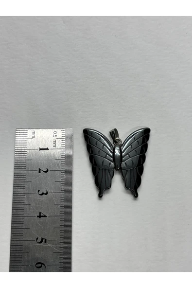 gemsartdeco HEMATİT DOĞALTAŞ KOLYE UCU KELEBEK - Resim 3