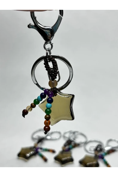 gemsartdeco DUMANLI KUVARS DOĞALTAŞ RADYASYON SAVAR ANAHTARLIK CHARM YILDIZ ürün görseli