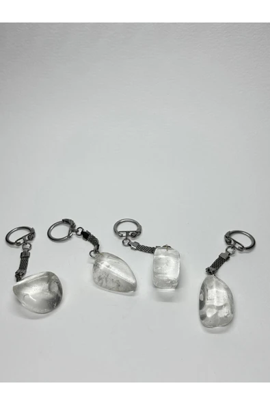 gemsartdeco KRİSTAL KUVARS DOĞALTAŞ ENERJİ YÜKSELTİCİ ANAHTARLIK CHARM PRİZMA - Resim 3