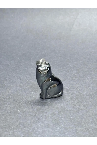 gemsartdeco HEMATİT DOĞALTAŞ KOLYE UCU KEDİ - Resim 2