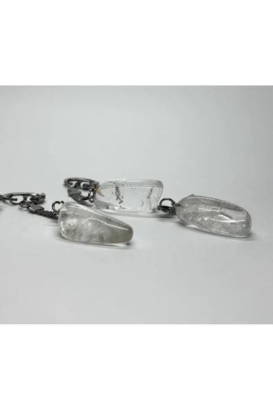 gemsartdeco KRİSTAL KUVARS DOĞALTAŞ ENERJİ YÜKSELTİCİ ANAHTARLIK CHARM PRİZMA - Resim 5