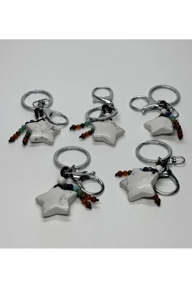 gemsartdeco HAVLİT DOĞALTAŞ ANAHTARLIK CHARM YILDIZ - Resim 6