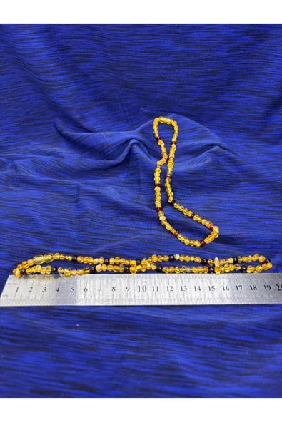 gemsartdeco KEHRİBAR KOLYE SARI-KAHVE - Resim 2