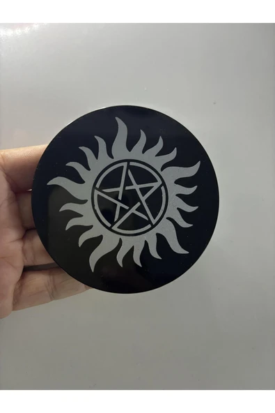 gemsartdeco OBSİDYEN AYNA PENTAGRAM SEMBOLLÜ - Resim 2