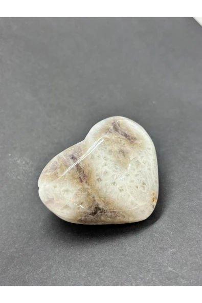 gemsartdeco BEYAZ KALSİD KALP PALMSTONE DOĞALTAŞ - Resim 3