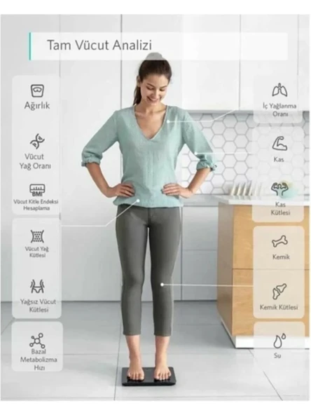 Techfit Vücut Analizli Dijital Baskül TF-1075 (Bluetooth Özellikli) Hassas Ölçüm (2.5-180kg) - Resim 2