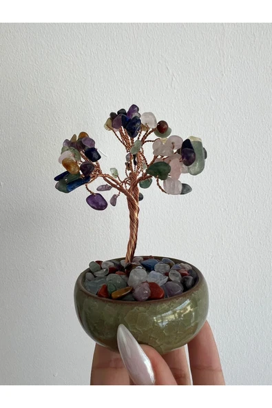 gemsartdeco PORSELEN SAKSILI BOLLUK AĞACI 7 ÇAKRA TAŞI - Resim 2