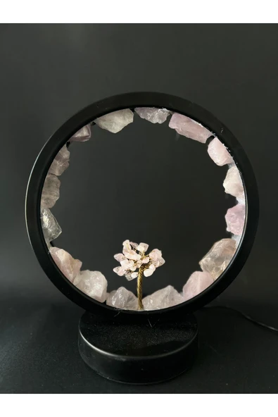 gemsartdeco PEMBE KUVARS DOĞALTAŞ GECE LAMBASI PRİZLİ ürün görseli