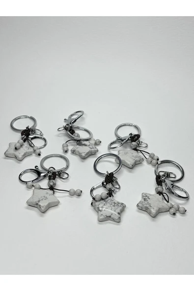 gemsartdeco HAVLİT DOĞALTAŞ ANAHTARLIK CHARM YILDIZ - Resim 5