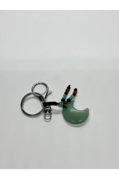 gemsartdeco AVENTURİN FENGSHUI ŞANS BEREKET ANAHTARLIĞI CHARM HİLAL - Resim 3