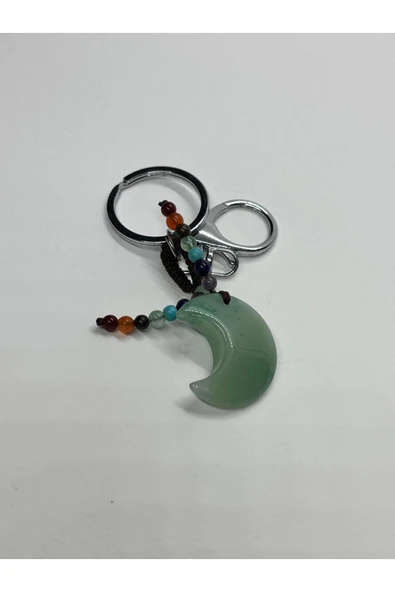 gemsartdeco AVENTURİN FENGSHUI ŞANS BEREKET ANAHTARLIĞI CHARM HİLAL - Resim 2