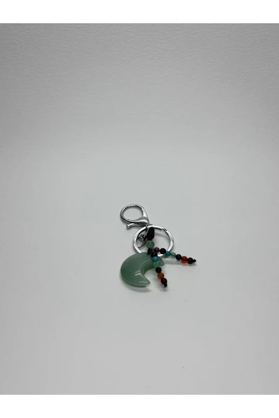 gemsartdeco AVENTURİN FENGSHUI ŞANS BEREKET ANAHTARLIĞI CHARM HİLAL - Resim 5