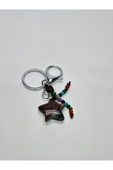 gemsartdeco KAN TAŞI DOĞALTAŞ ANAHTARLIK CHARM YILDIZ - Resim 2