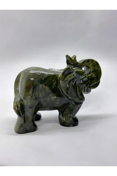 gemsartdeco YEŞİM TAŞI DOĞALTAŞ FİL FİGÜRÜ - Resim 3