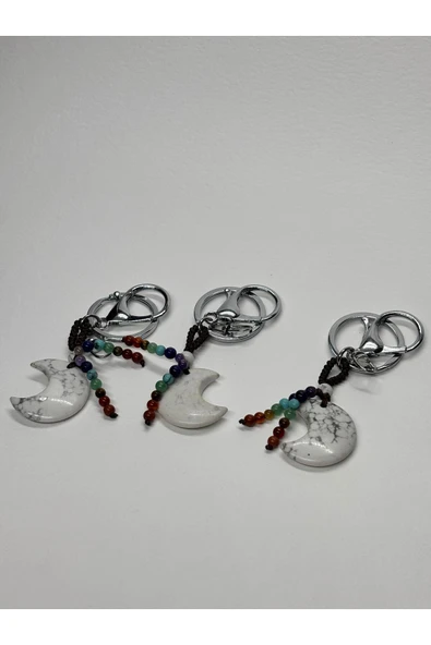 gemsartdeco HAVLİT DOĞALTAŞ ANAHTARLIK CHARM HİLAL - Resim 2