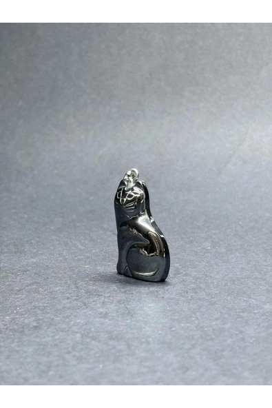 gemsartdeco HEMATİT DOĞALTAŞ KOLYE UCU KEDİ - Resim 3